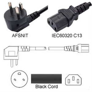 Изображение FS33020 Danish Power Cord AFSNIT Male Plug Connector to IEC60320 C13 6 Feet 