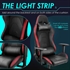 Picture of Gaming Chair with Footrest and Bluetooth Speakers Music Video Game Chair Racing chair with led light RGB LED strips