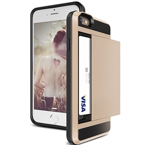 Wallet Card Holder Defender Bumper Soft Rubber Hard PC Back Hybrid Dual Layer Shockproof Cover Flexible Protective with Card Slots for Apple iPhone 7/7Plus の画像