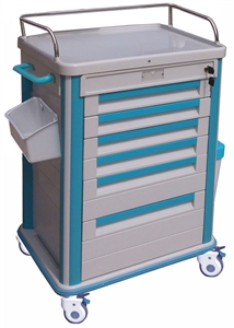 Image de 6 Drawers ABS Medicine Medical Trolleys With 4 Plastic-Steel Columns