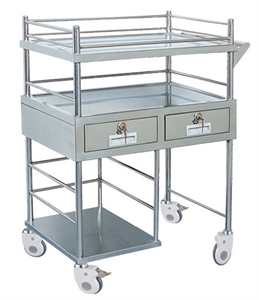 Image de Two Drawers Stainless Steel Medical Instrument Trolley For Emergency