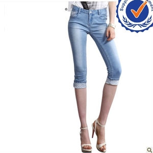 2013 new arrival fashion design 100 cotton fashion lady capri jeans LC001 の画像