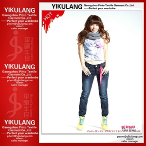 Image de Slim Ladies Denim Jeans Pants with Folding-PT-L3