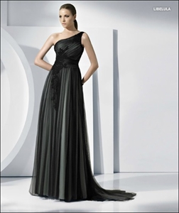 Image de LE22 2012 Latest Hot Sale Custom Made One Shoulder Pleated Tulle Mother DressLE22