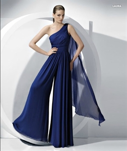Image de LE44 2012 New Fashion Custom Made One Shoulder Pleated Trousers-like Chiffon Mother DressLE44
